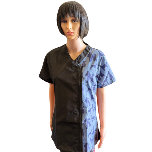 Pawfection Professional Grooming Zip Side with Dogs Graphic Smocks
