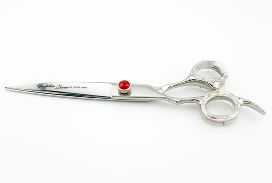 Pawfection Shears by Myke Ross 7" Red Gem Straights LEFTY