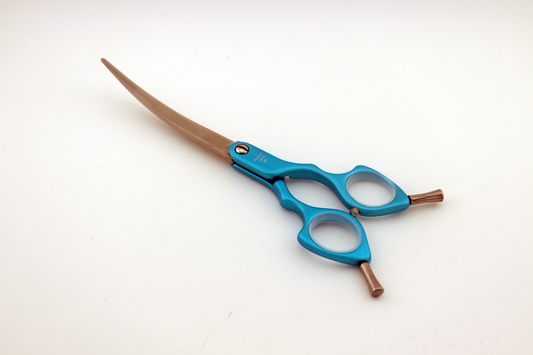 Pawfection Shears by Myke Ross Asian Handle Light Blue Curves 6.5"