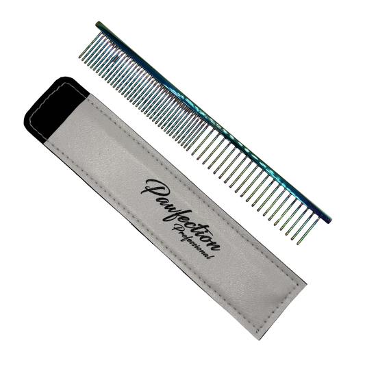 6.5" Pawfection Professional Multicolor Titanium Fine/Coarse Comb