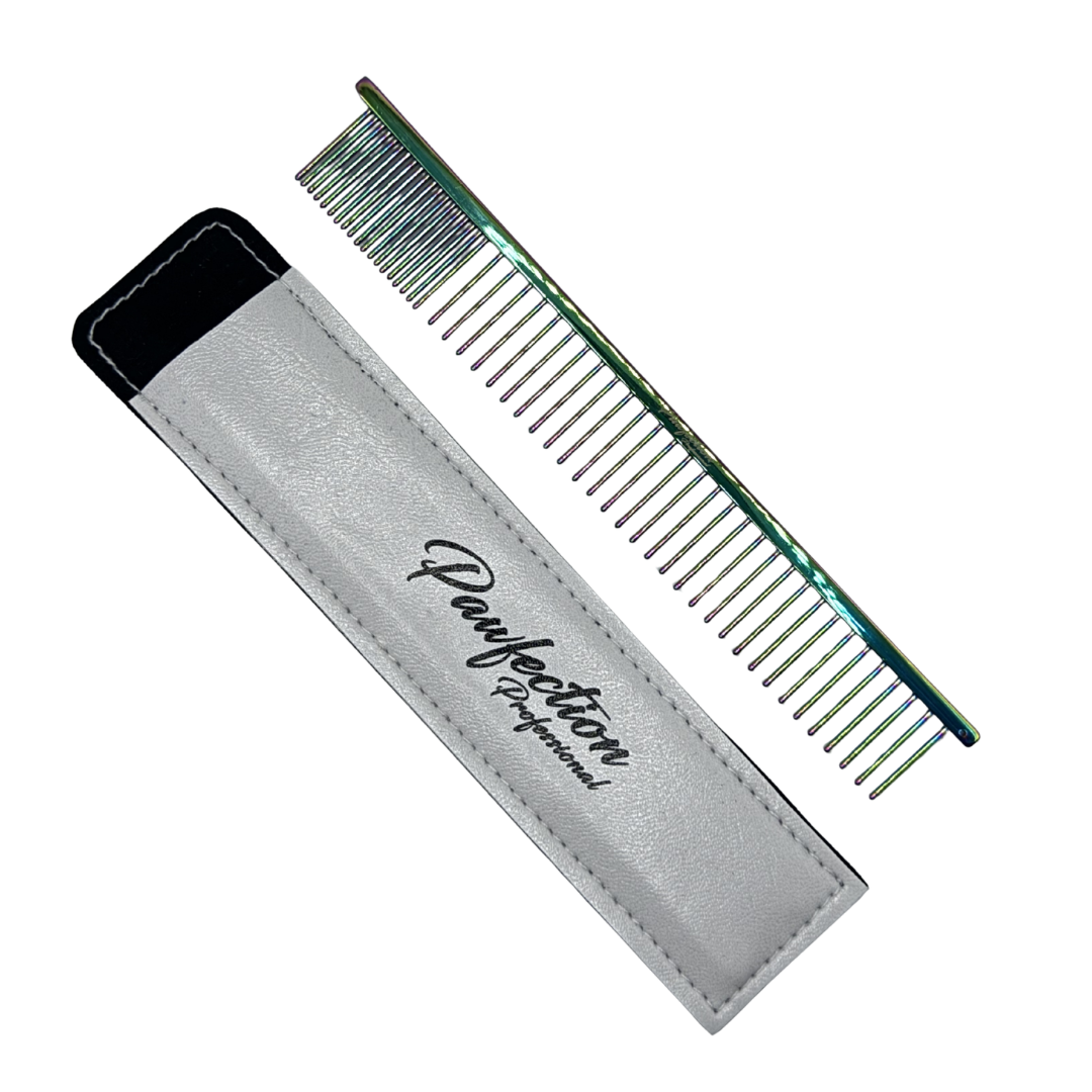 6.5" Pawfection Professional Multicolor Titanium Coarse/Fine Comb