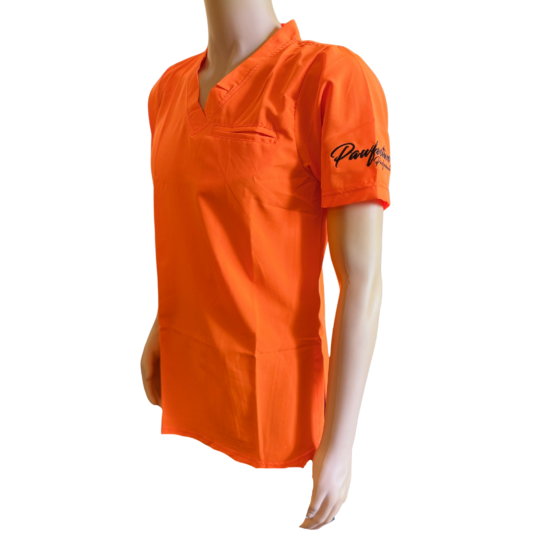 Pawfection Professional Scrubs Top, Neon Orange