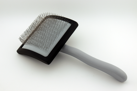 NEW! Pawfection Wooden "Fluffer" Slicker Brush, Black/Grey, Large