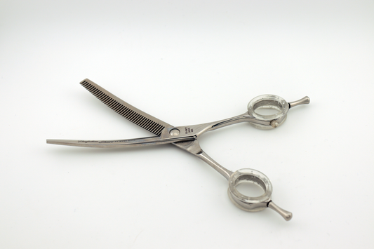 Pawfection Shears by Myke Ross 7.25" Silver Curved Thinner Shears Lefty