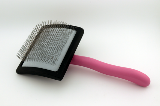 NEW! Pawfection Wooden "Fluffer" Slicker Brush, Black/Pink, Large