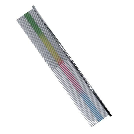 9" Pawfection Professional Silicone Stripe Finishing Comb Rainbow